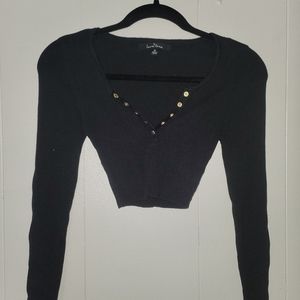 MED BUTTON CROP TOP LONG SLEEVE